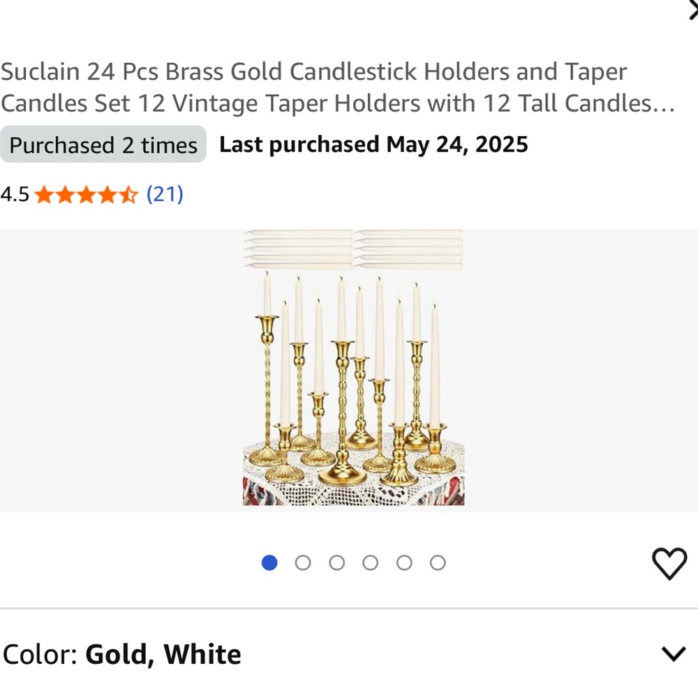 Gold Candlestick Holders Set
